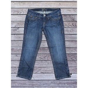 VINTAGE Y2K BEBE BEDAZZLED RHINESTONE KAYLA SLIM ZIP CROP JEANS SIZE 27